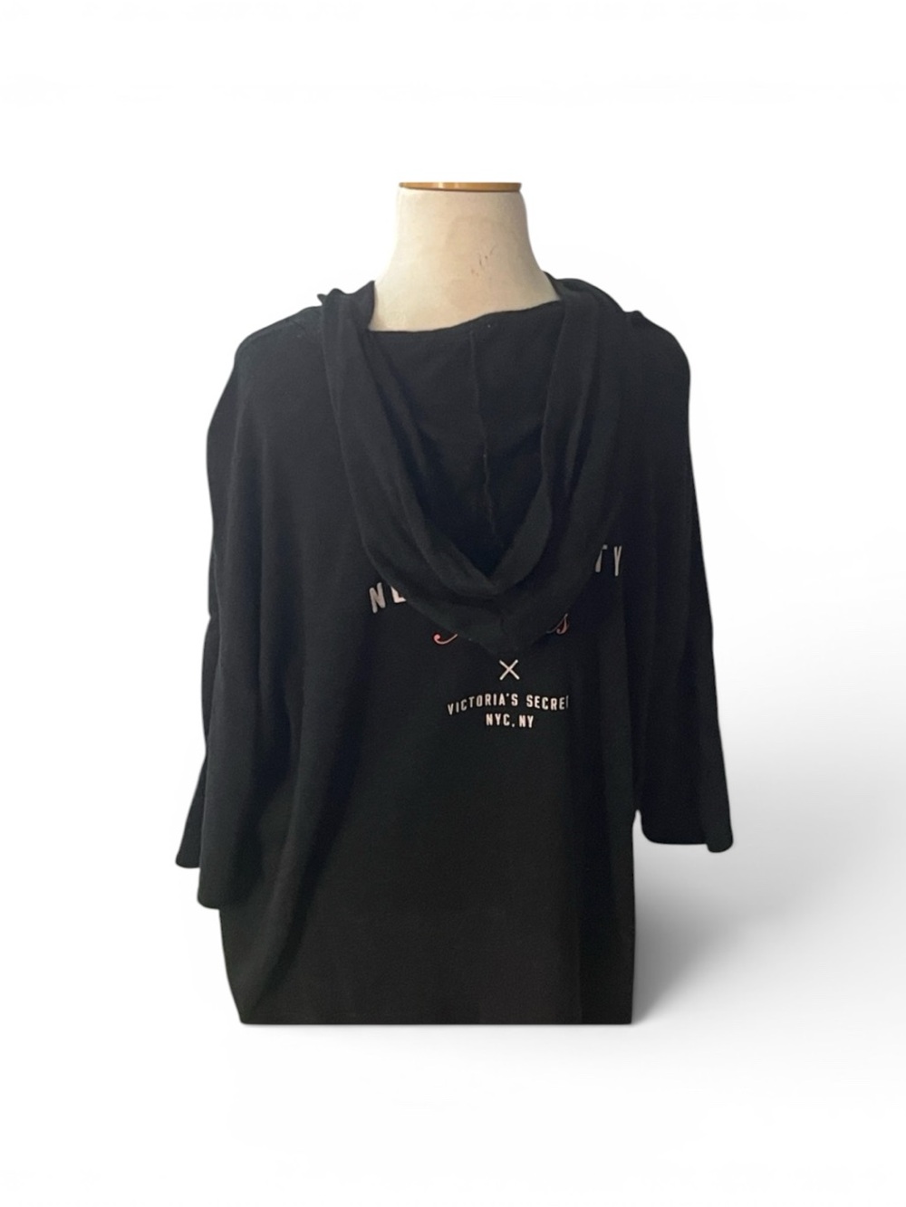 NWOT Victoria's Secret Black Pull Over Hoodie - Picture 3 of 10